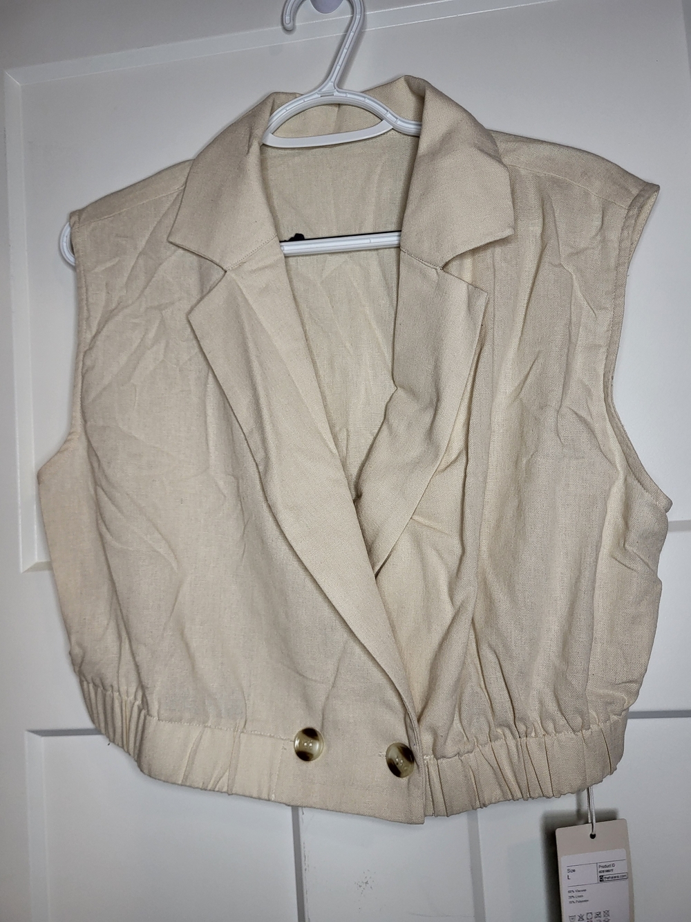 HALARA Oatmeal Sleeveless Linen Vest